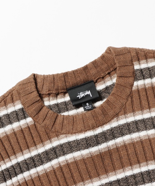 ニット セーター STUSSY/ステューシー RIB STRIPE SS SWEATER セーター 半袖リブニット レディース STUSSY ニット セーター STUSSY/ステューシー RIB STRIPE SS