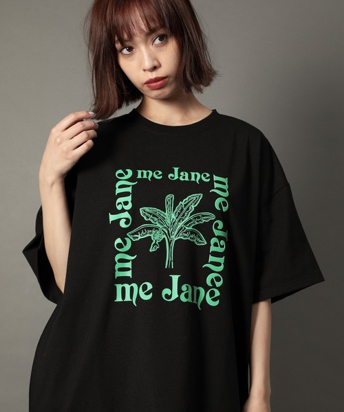 ME 緑色と黒の植物デザインTシャツ BIZARRE PLANTS TOUR Tシャツ ウォッシュ加工による独自の色合いと6.1