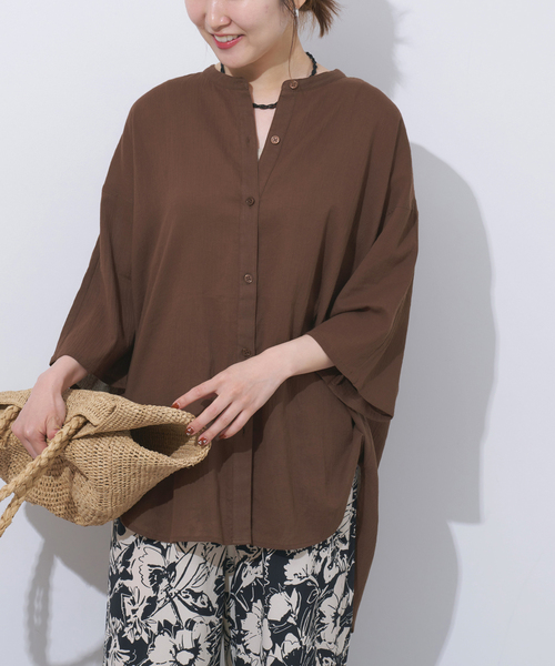 ブラウス シャツ 楊柳バンドカラーシャツ レディース JOURNAL STANDARD relume ブラウス シャツ 楊柳バンドカラー