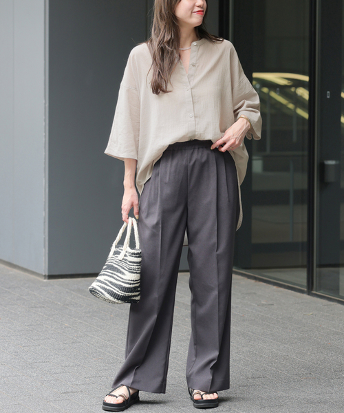 nowos ブラウス　楊柳シャツ JOURNAL STANDARD relume ブラウス シャツ 楊柳バンドカラー