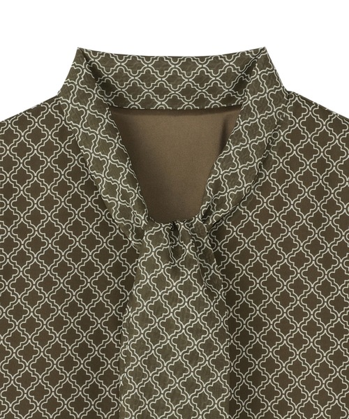 プリント ボウタイブラウス 七分袖 レディース BRICK HOUSE by TOKYO SHIRT ブラウス シャツ プリントボウタイ