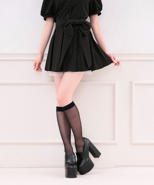 apres jour LSリボンセットトップス ミニスカート ブラックツイード apres jour LSリボンセットトップス ミニスカート ブラックツイードの