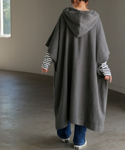 HUG.U（ハグユー） ポンチョ フードニットポンチョ レディース