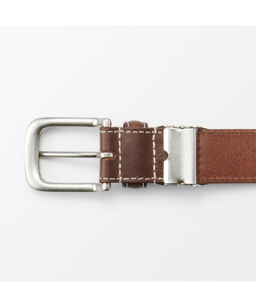 【新品未使用】姫路産フルベジタブルタンニンレザー ステッチベルト 牛革 メンズ 無印良品（MUJI） ベルト ベジタブルタンニンレザー 長さ調節式ベルト