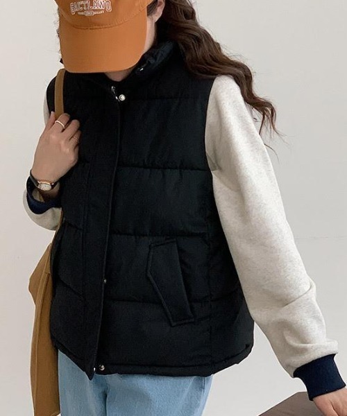 cammie ダウンベスト ベスト ハイネック中綿ダウンジレ レディース