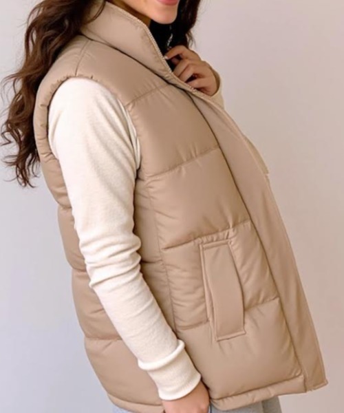 cammie ダウンベスト ベスト ハイネック中綿ダウンジレ レディース