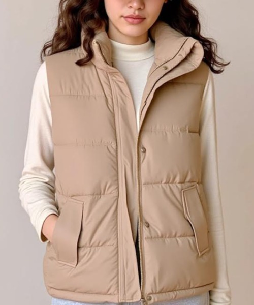 cammie ダウンベスト ベスト ハイネック中綿ダウンジレ レディース
