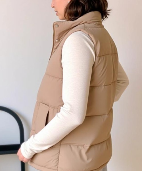 cammie ダウンベスト ベスト ハイネック中綿ダウンジレ レディース