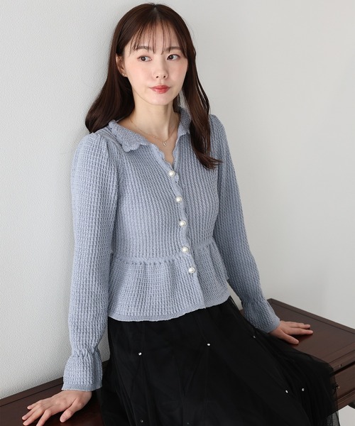 BLUEEAST パールボタンペプラムニット パールボタンペプラムニット – BLUE ONLINE