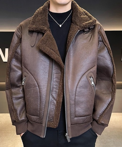 ジャケット・アウター attorom A'GEM/9×.kom『select/セレクト』FAUX MOUTON AVIATOR JACKET/フォー