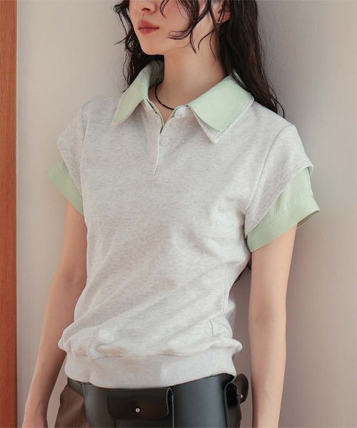miette（ミエット） tシャツ シャツレイヤード風ミニ裏毛トップス 