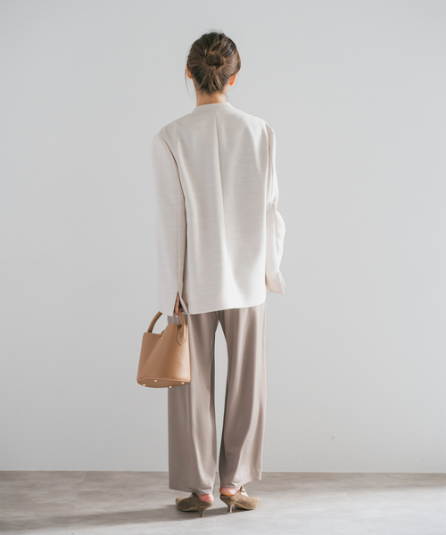 NOBLE ノーカラージャケット ベージュ NOBLE（ノーブル） ノーカラージャケット 36 ベージュ レディース