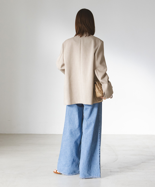 NOBLE（ノーブル） ノーカラージャケット 36 ベージュ レディース