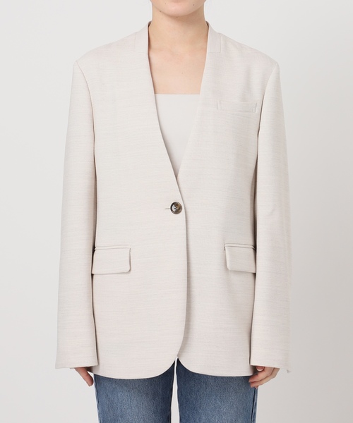 ベージュ ノーカラージャケット サイズ36 ノーカラージャケット(36サイズ ベージュ系): レディース｜メーカーズ