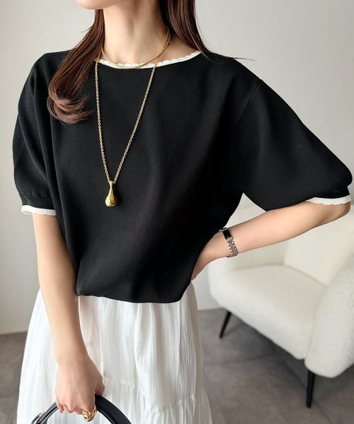 ★新品★Deuxieme Classe シルクネップ Vネック プルオーバー Deuxieme Classe(ドゥーズィエムクラス)の「シルクネップ Vネック プル