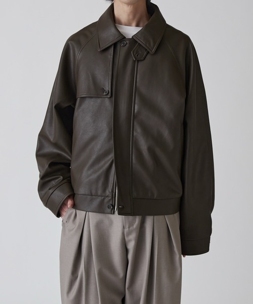 最終価格【極美品】Louis W. A.P.C レザーブルゾン グレー Lui's（ルイス） ブルゾン アウター 「Neucon」GUN FLAP ZIP LEATHER
