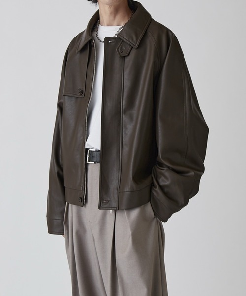 最終価格【極美品】Louis W. A.P.C レザーブルゾン グレー Lui's（ルイス） ブルゾン アウター 「Neucon」GUN FLAP ZIP LEATHER
