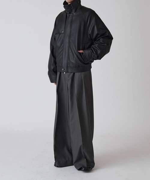 最終価格【極美品】Louis W. A.P.C レザーブルゾン グレー Lui's（ルイス） ブルゾン アウター 「Neucon」GUN FLAP ZIP LEATHER