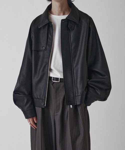 古着 仏製 LES GAULOIS ERIKSON'S レザーブルゾン ブラック Lui's（ルイス） ブルゾン アウター 「Neucon」GUN FLAP ZIP LEATHER