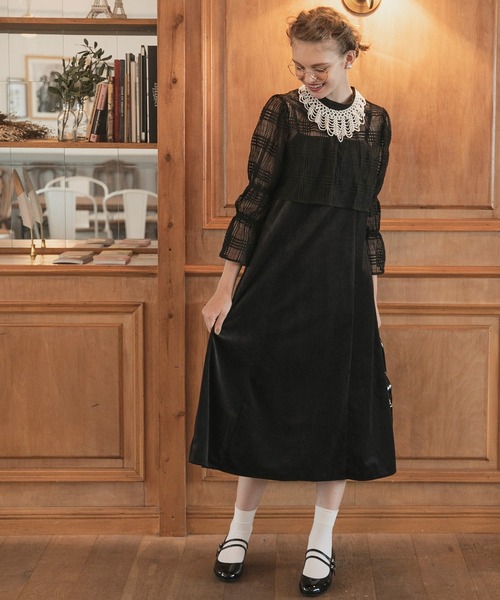 「BONLECILL noir」 コンビワンピース M ネイビー レディース_画像2
