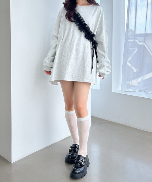 「Heather」 長袖カットソー FREE 杢グレー レディース_画像3