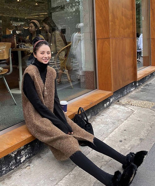 「Doula Doula」 ニットベスト M ブラウン レディース_画像3