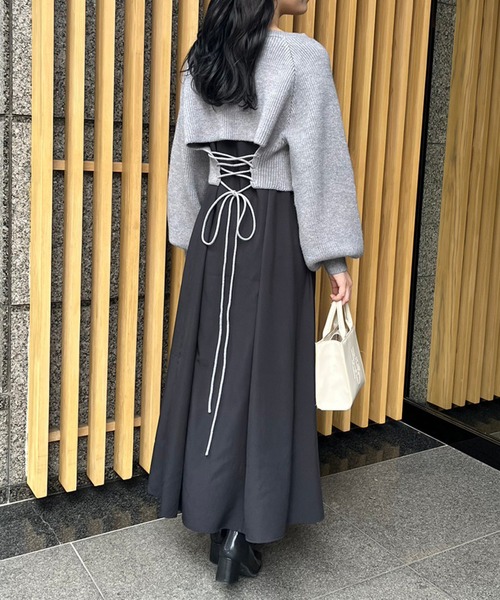 「one after another NICE CLAUP」 コンビワンピース MEDIUM ベージュ レディースの画像3