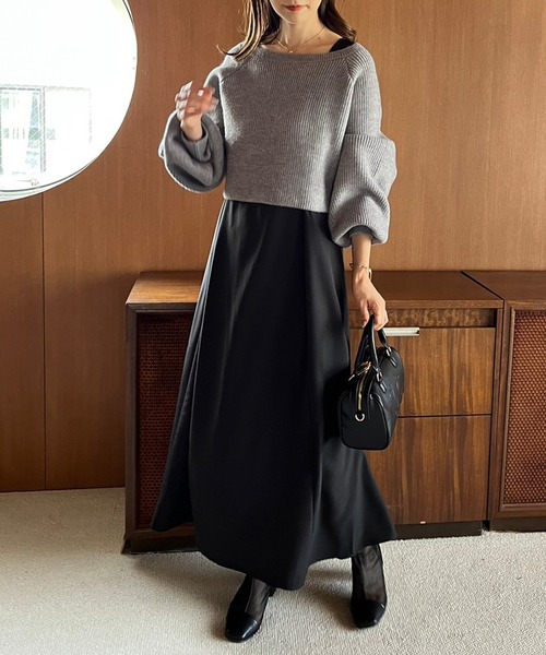 「one after another NICE CLAUP」 コンビワンピース MEDIUM ベージュ レディースの画像6