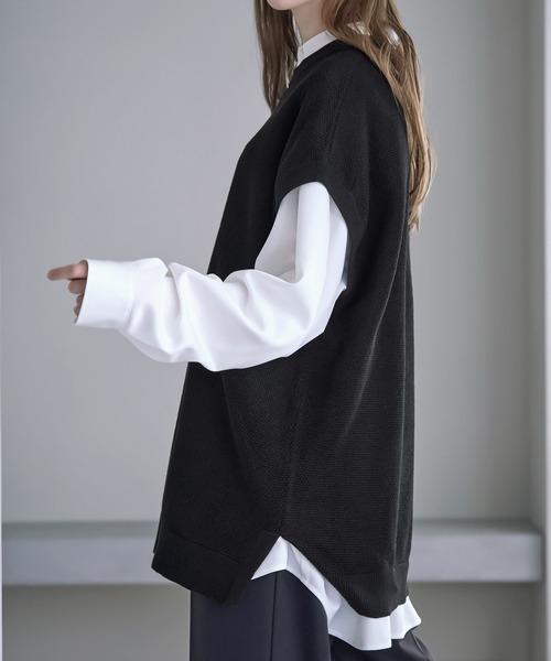 「SERACE」 半袖ニット M ベージュ メンズ_画像3