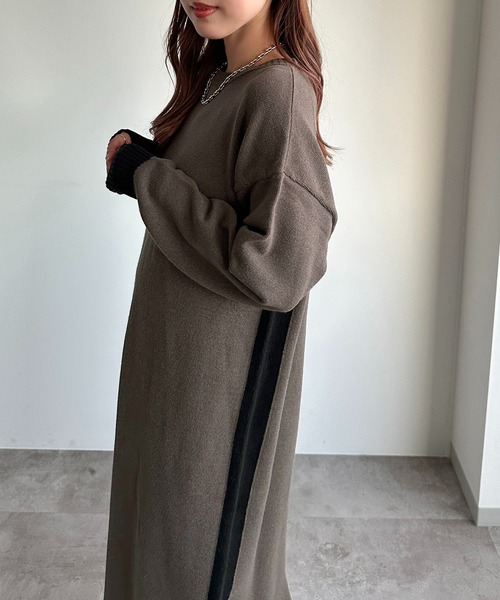 「apres jour mignon」 ニットワンピース フリー チャコールグレー レディース_画像3