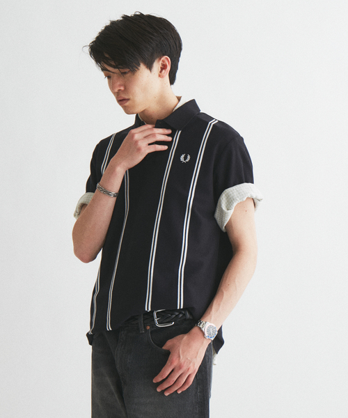 FRED PERRY（フレッドペリー） ポロシャツ 別注 ストライプ ピケ
