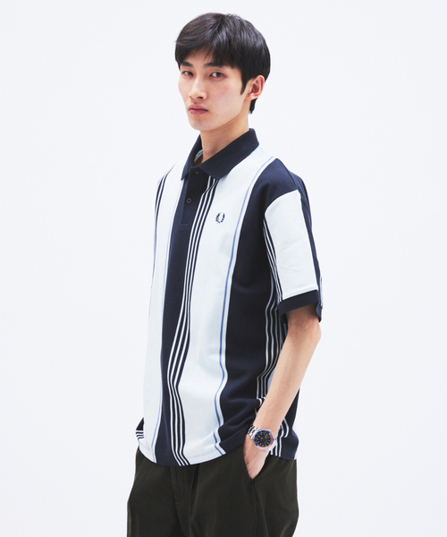 FRED PERRY（フレッドペリー） ポロシャツ 別注 ストライプ ピケ