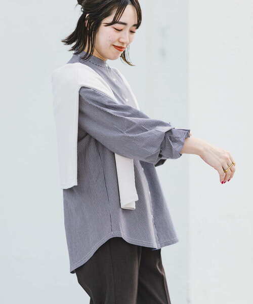 「ITEMS URBANRESEARCH」 長袖ブラウス FREE ブルー レディース_画像3