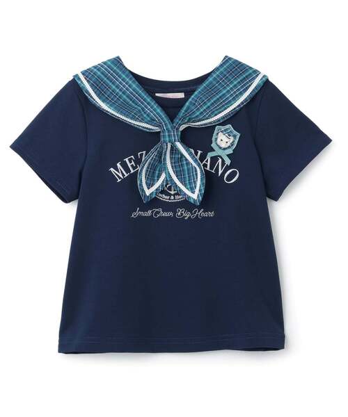 mezzo piano tシャツ チェックセーラー衿つき 半袖Tシャツ「遮熱・接触