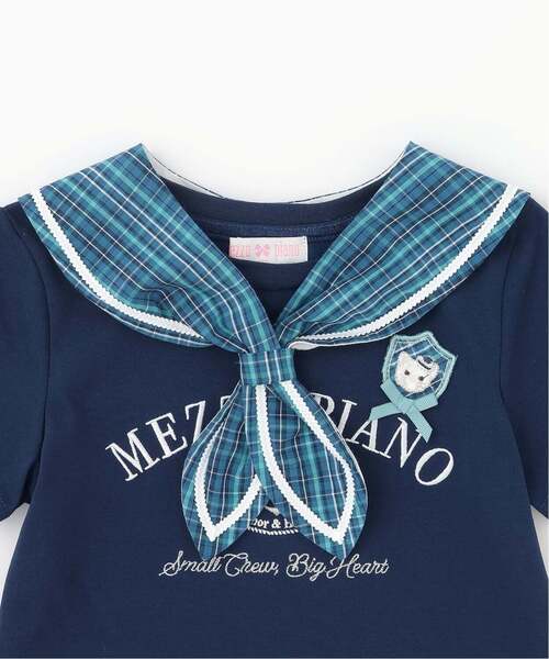 mezzo piano tシャツ チェックセーラー衿つき 半袖Tシャツ「遮熱・接触