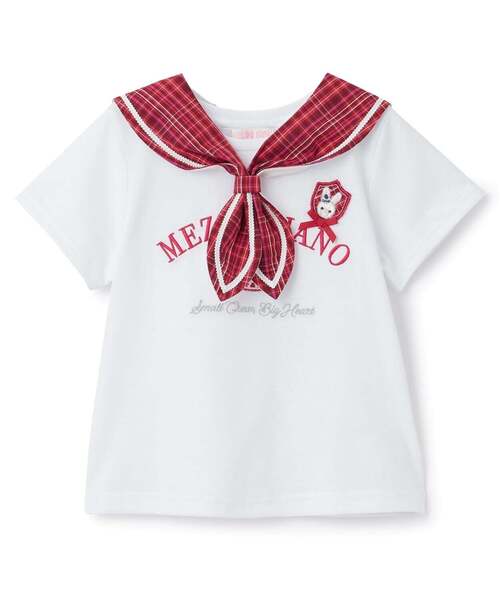 mezzo piano tシャツ チェックセーラー衿つき 半袖Tシャツ「遮熱・接触