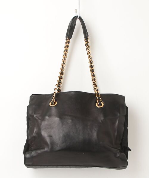 美品 PRADA プラダ ショルダーバッグ トートバッグ チェーン ブラック PRADA（プラダ） ロゴモチーフ チェーン トートバッグ - ブラック