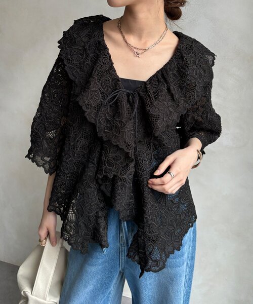DouDou（ドゥドゥ） ブラウス シャツ レースボレロカーディガン