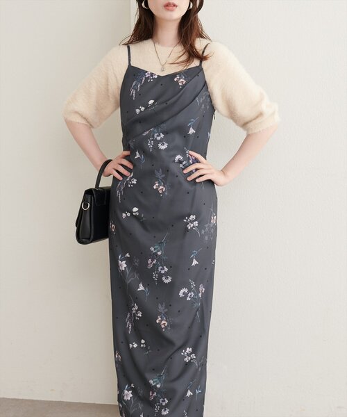 natural couture ワンピース オリジナル花柄キャミワンピース