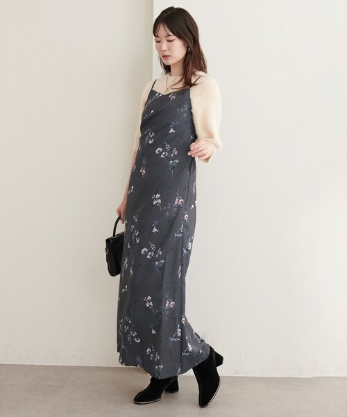 natural couture ワンピース オリジナル花柄キャミワンピース