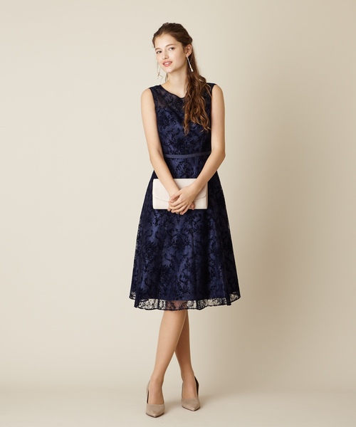 【AIMER】フロッキーラッセルドレス　ネイビー　Mサイズ AIMER（エメ） ドレス フロッキーラッセルパーティードレス 結婚式