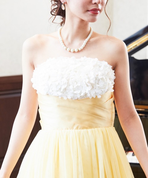 サマードレス　ロングワンピース　ゴールド　光沢　ドレープ　未使用 GINZA COUTURE/銀座クチュール】マーメイド /フラワーレース/ 膝