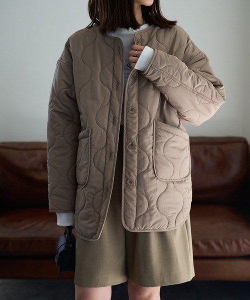 JIL SANDER ＋ キルティングジャケット ノーカラー アイボリー 美品】 JIL SANDER+ / ジルサンダープラス | キルティング ノー