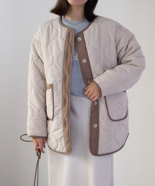 [専用]SOLOV キルティングカラージャケット mj10207-Japanese Fabricケーブルキルティングノーカラー