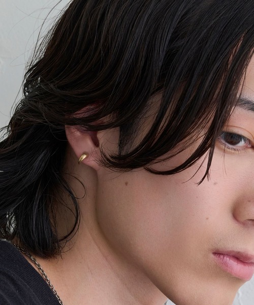 アレルギー対応 ピアス 「K10」クレセントフープピアス/ユニセックス「動画あり」 レディース メンズの画像