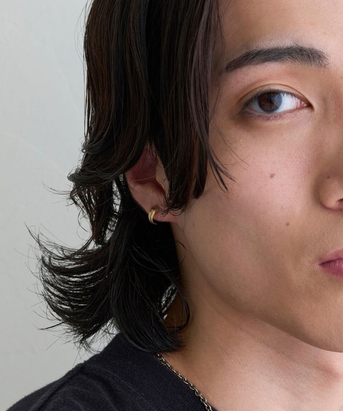 アレルギー対応 ピアス 「K10」クレセントフープピアス/ユニセックス「動画あり」 レディース メンズの画像