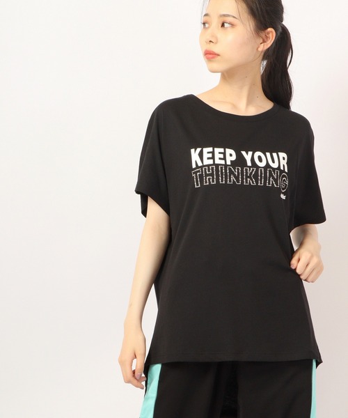 tシャツ スタッズメッセージプリント Tシャツ レディース