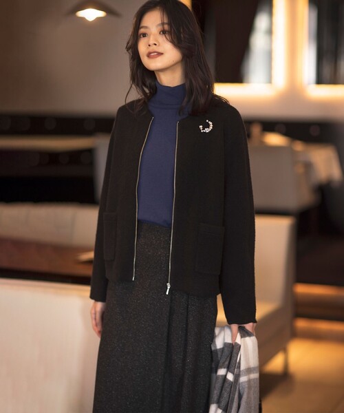 032*新品 ジェイプレス レディース【洗える】BOUCLE ニット アウターM J.PRESS カーディガン 「洗える」BOUCLE ニット アウター