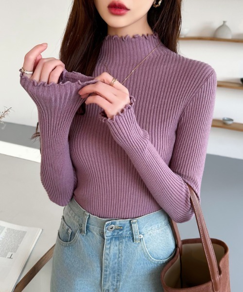 COCOMOMO ニット セーター リブニット ハイネック ニットトップス