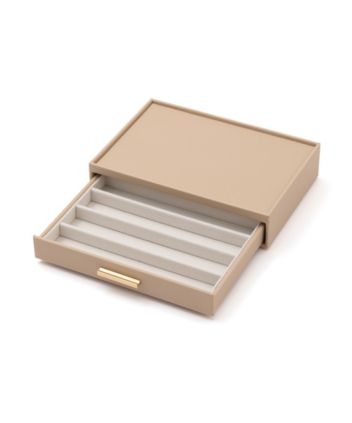 Francfranc ジュエリーボックス ベージュ スタッキング ジュエリーボックス ディスプレイ蓋付き ベージュ